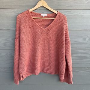 Madewell v neck terracotta knit sweater